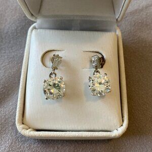 Diamonelle Zirconia S Silver Dangle Earrings 1 Carat in Original Case Vintage